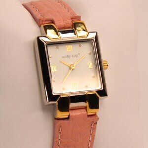 Women's Watch Silver Tone With Pink Strap Quartz Analog Watch NWOT